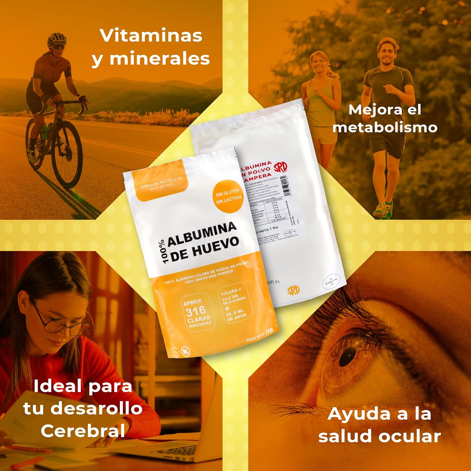 Sermand Nutrition Egg Albumin 100% por, gluténmentes, laktózmentes