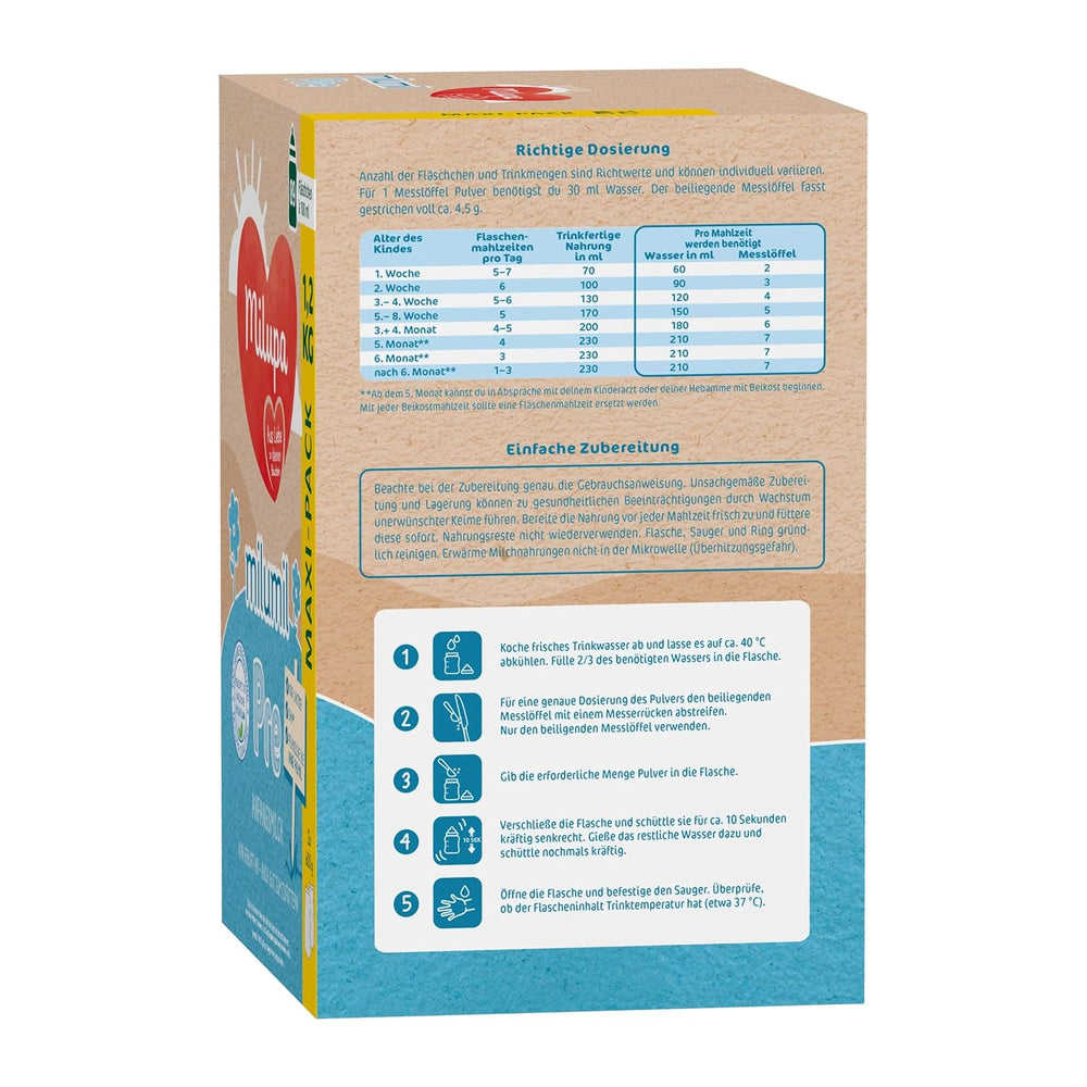 Milupa Milumil Pre, Tejpor babáknak - Fontos tápanyagokkal és pálmaolaj nélkül - 800 g Naty Shop