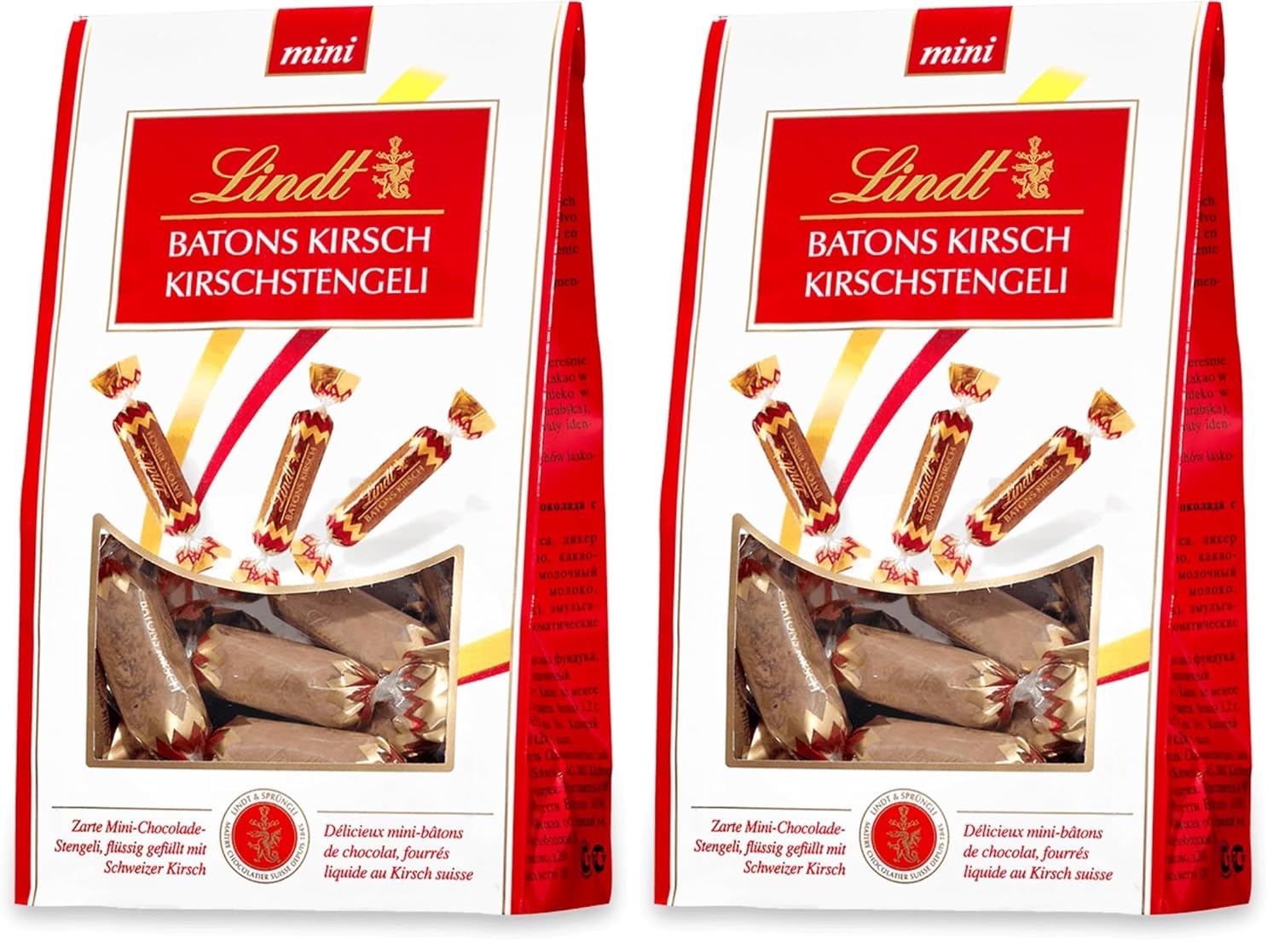 Lindt Cherry Mini Stick - Csokoládé rudak svájci cseresznyelikőrrel, finom ajándék alkohollal