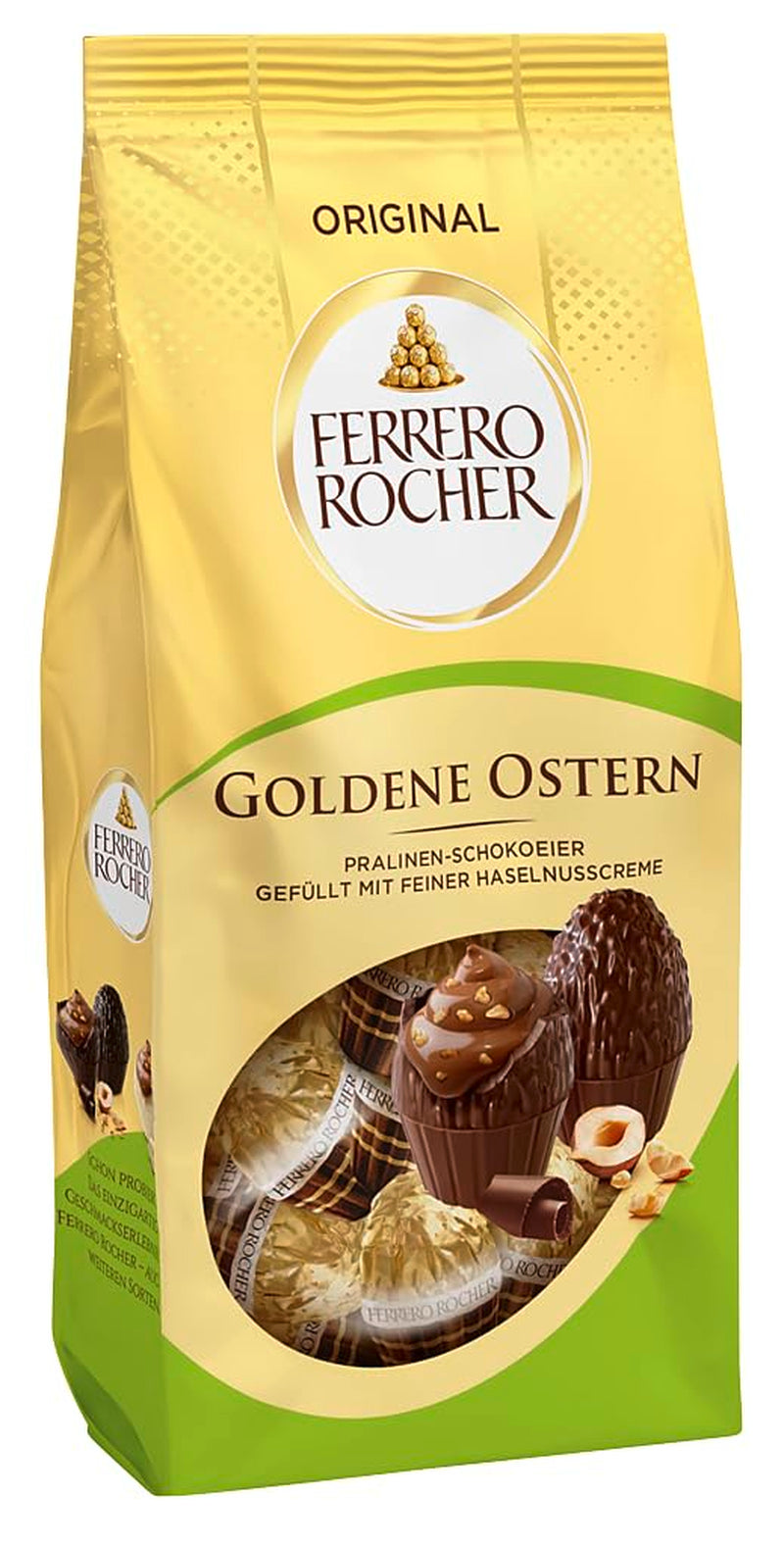 Ferrero Rocher csokoládé tojás 90g – Tejcsokoládé mogyoródarabokkal és finom kakaós krém mogyoróval – Húsvéti tojások húsvéti fészekbe – Húsvéti ajándék – Húsvéti csokoládé, húsvéti édességek