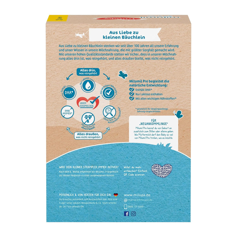 Milupa Milumil Pre, Tejpor babáknak - Fontos tápanyagokkal és pálmaolaj nélkül - 800 g Naty Shop
