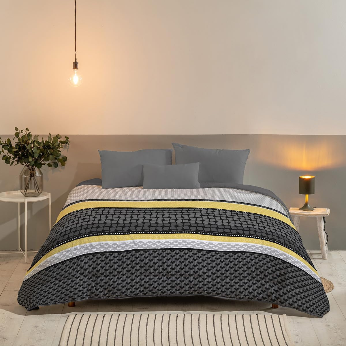 Bleu Câlin bicolor kifordítható paplan 2 személyes, mikroszálas, bordó/borsos, 220X240 cm Paplanok és paplanok Naty Shop Szürke/grafit/borostyán 220X240 cm