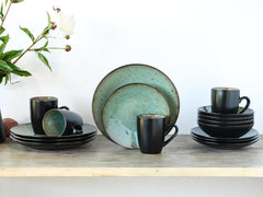 CreaTable, 23631, seria Jawa - glazură reactivă, set de veselă cu 16 piese, serviciu combinat din gresie, potrivit pentru mașina de spălat vase și cuptorul cu microunde, producție de calitate
