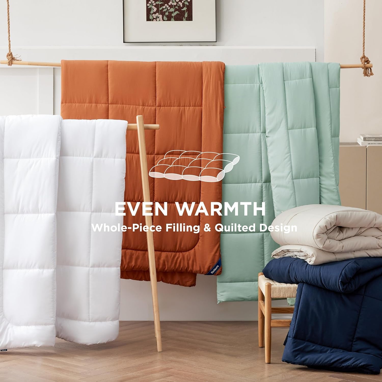 BEDSURE steppelt paplan Full/Queen (88"X88") fehér paplanok és paplanok Naty Shop