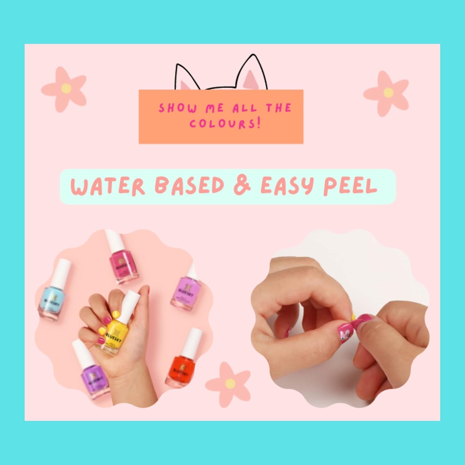 Oja pentru unghii Bluesky Kids - Sea Shell, Coral. Oja ușor de decojit, non-toxică, pe bază de apă, fără planare, pentru copii, 5ml