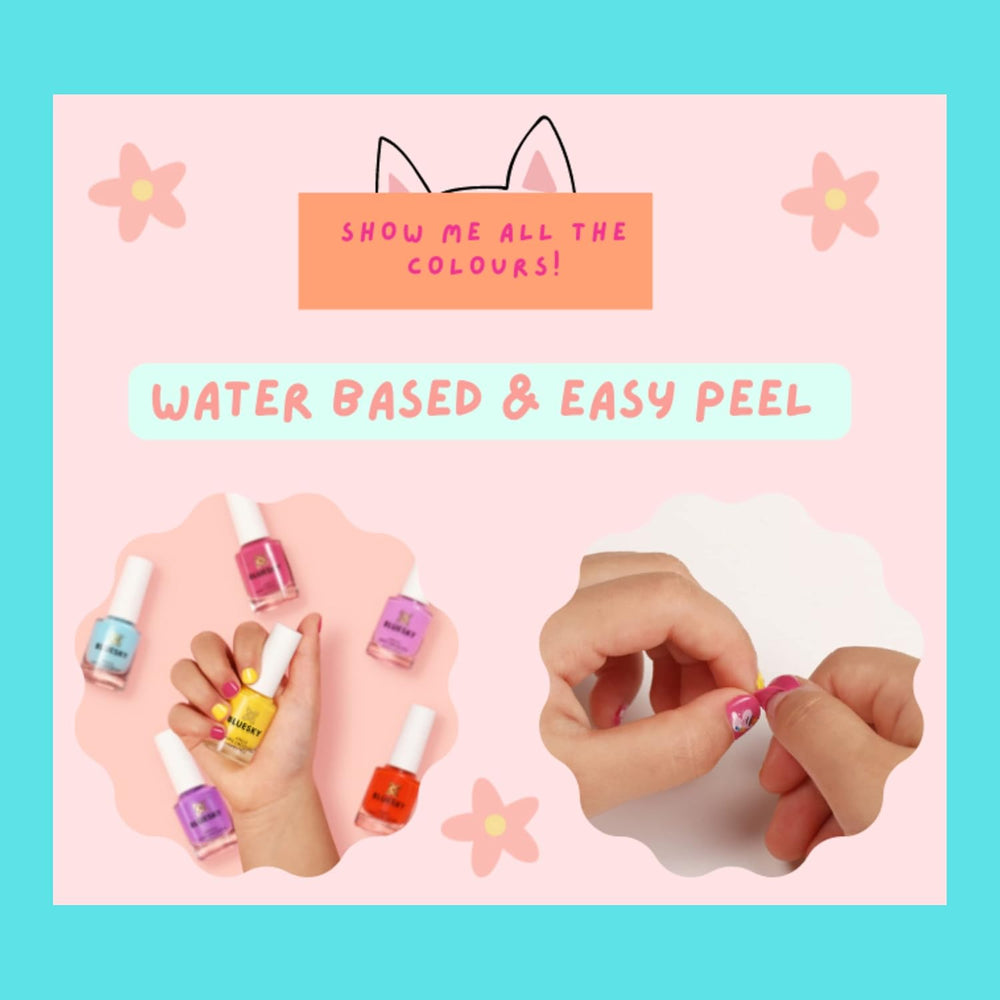 Bluesky Kids körömlakk - Turquoise Splash, Türkiz zöld. Easy Peel Off, nem mérgező vízbázisú, nem sikló körömlakk gyerekeknek 5 ml