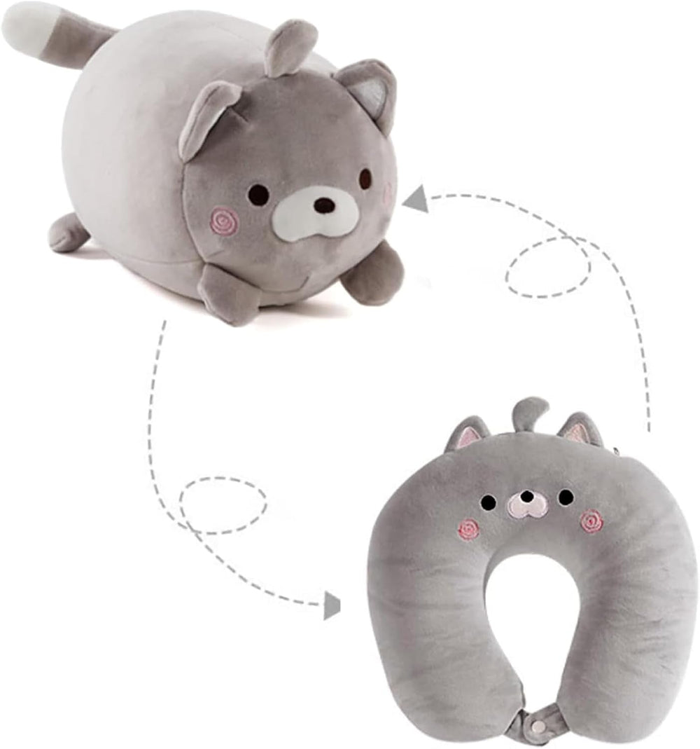 Pernă pentru gât 2 în 1 Pernă pentru gât în formă de U Pernă pentru tetieră Pernă de sprijin pentru gât Suport pentru gât, pernă pentru gât Deformare Pentru animale de pluș Pentru camping, drumeții, mașină, avion Perne ortopedice cervicale Naty Shop Pisică gri