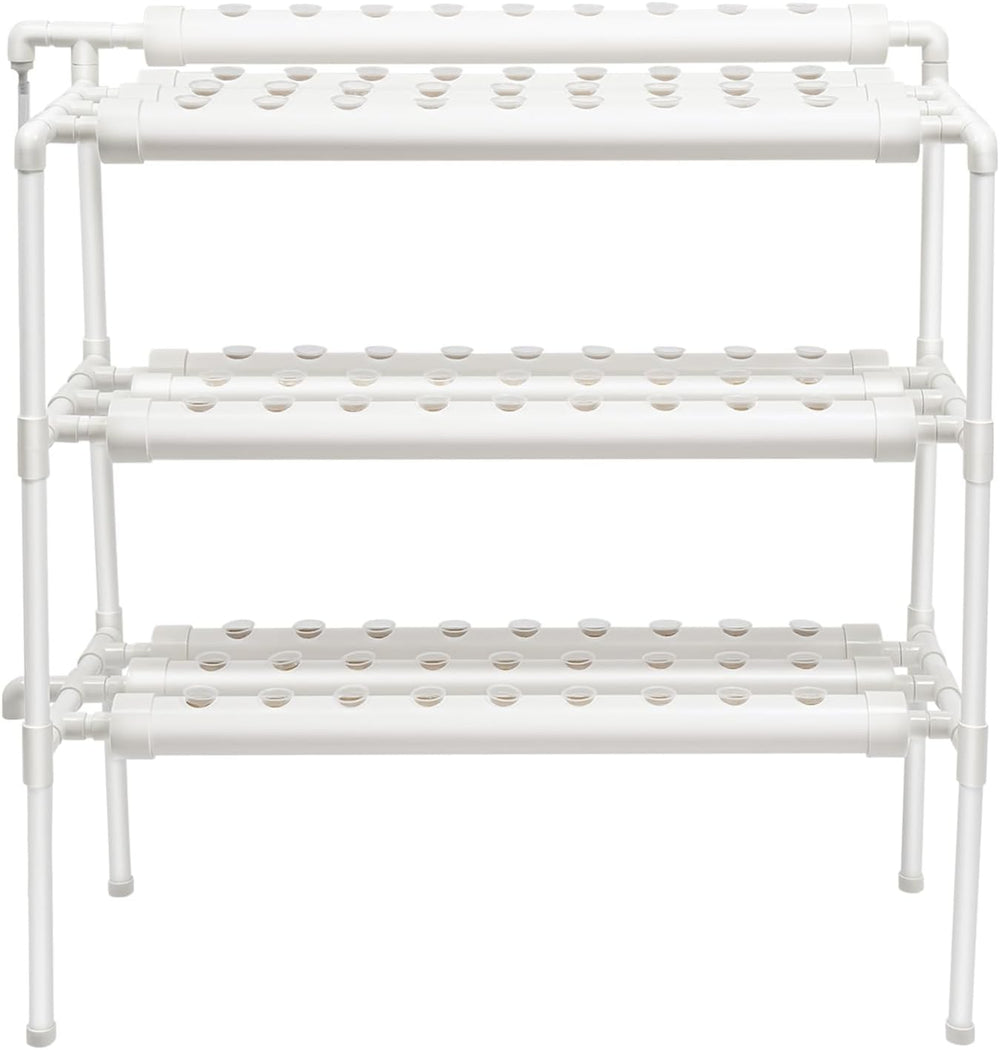 Háromrétegű hidroponikus termesztőkészlet 90/108 ültetési hellyel és vízszivattyúval, PVC talajmentes növénytermesztő rendszerekkel, hidroponikus termesztőkészletekkel zöldségekhez és gyümölcsökhöz (108 ültetési hely)