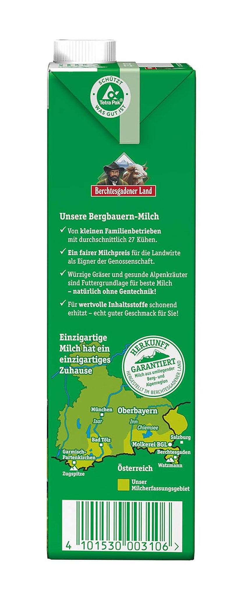 Berchtesgadener Land Haltbare Bergbauern-Milch, 1,5% Fett, 12er Pack (12 x 1 l)