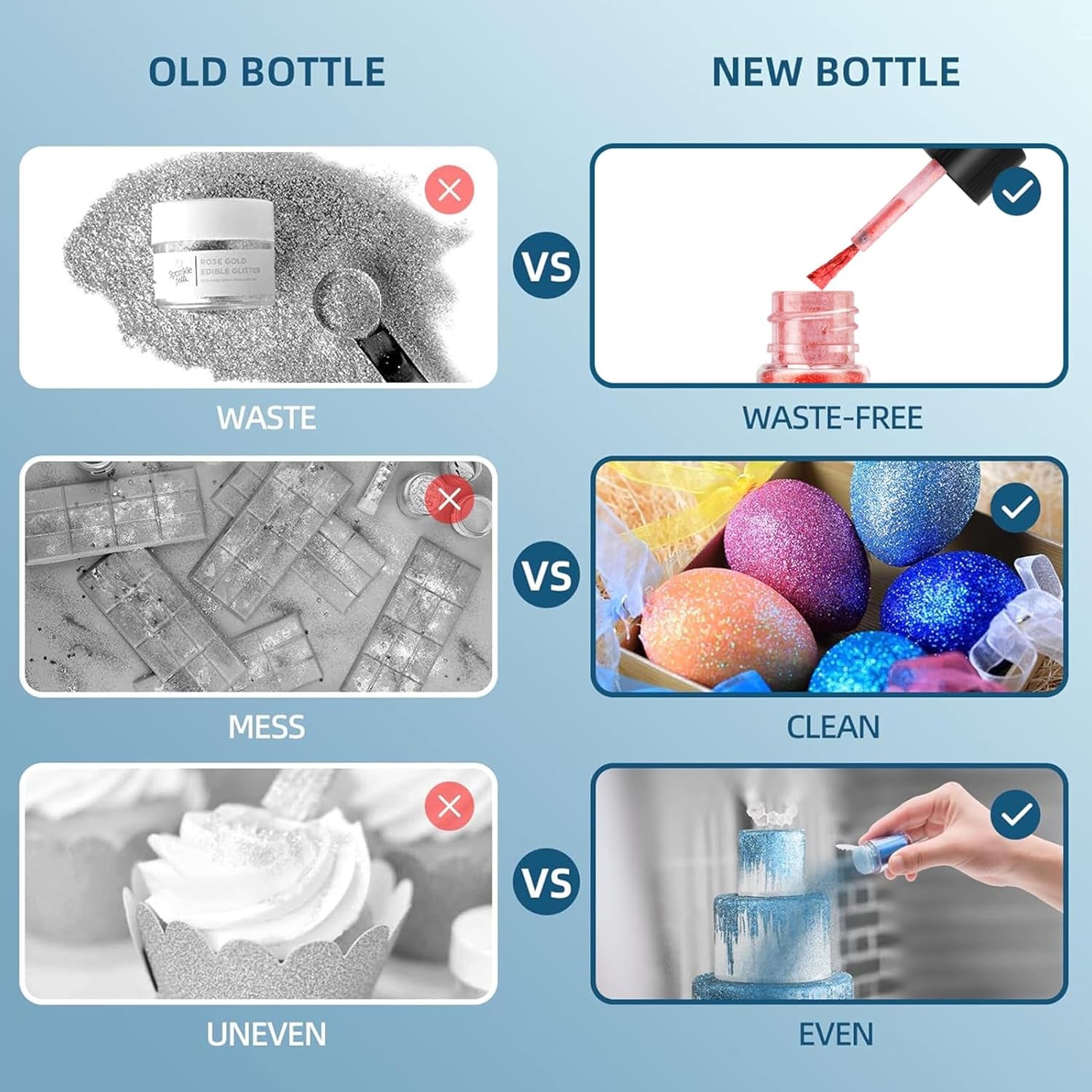 Set de sclipici comestibil - 4 culori pudră sclipici comestibilă - pudră inaromă pentru băuturi și prăjituri, ciocolată, decorațiuni cocktail, pudră colorant alimentar cu sclipici, sclipici comestibil (5 g/sticlă)