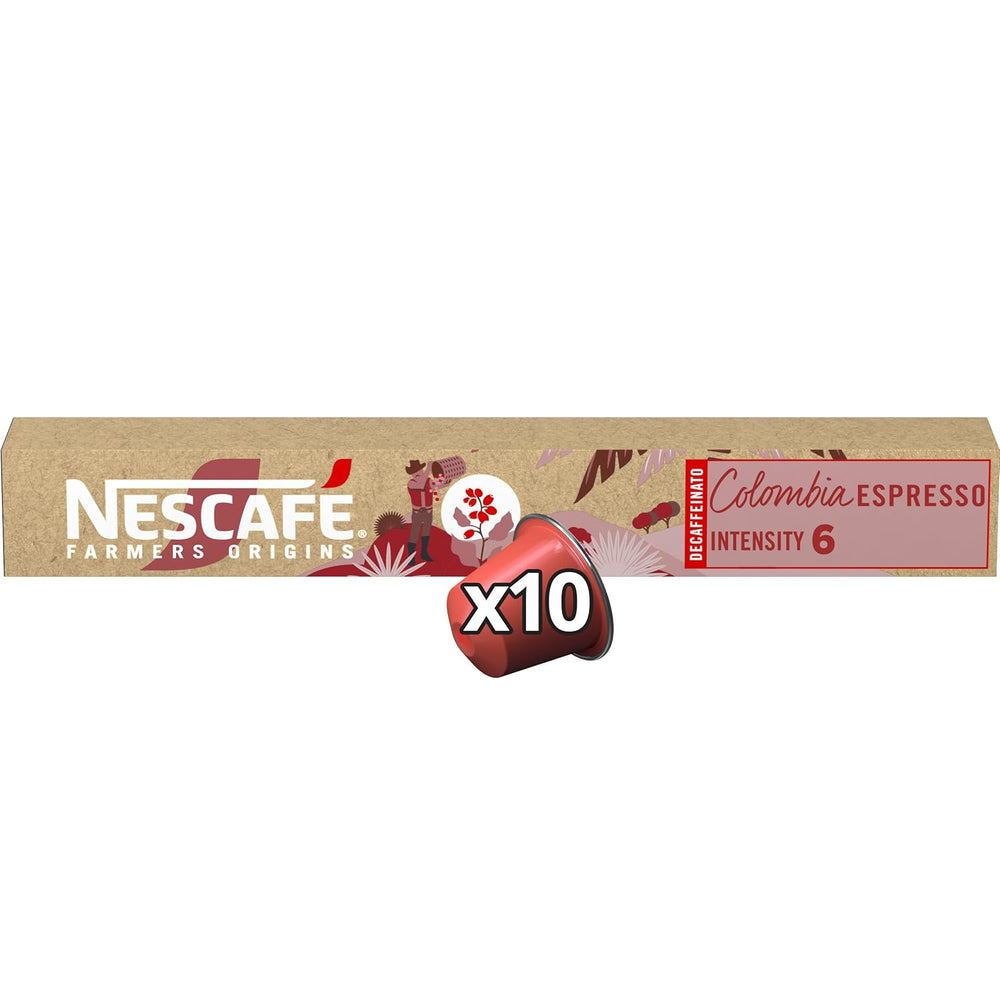 NESCAFÉ Farmers Origins Colombia Espresso Entkoffeiniert 6 x 10 Kaffeekapseln - Kaffeekapseln für Nespresso Maschinen