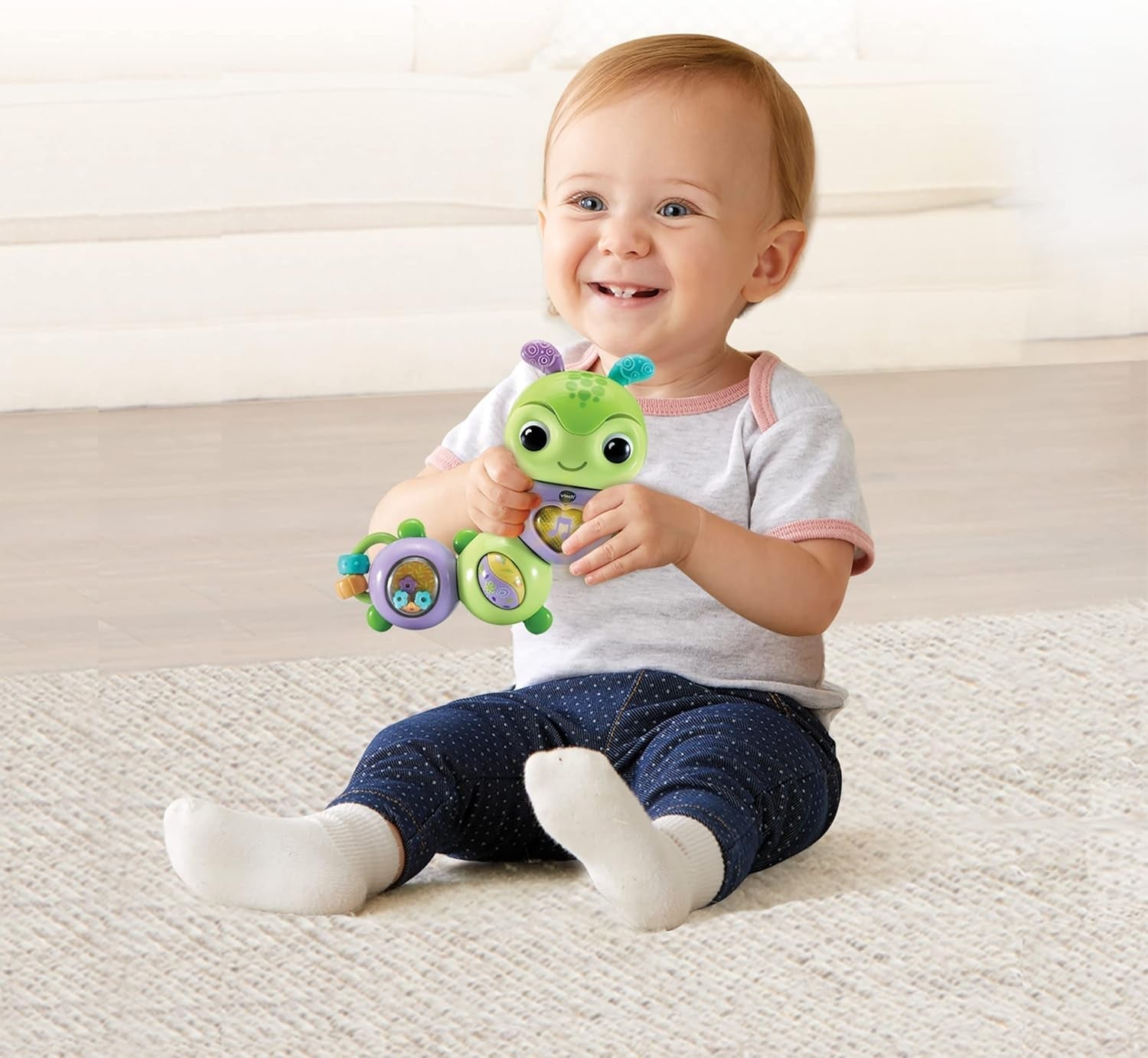 VTech Baby Spinning Fun Caterpillar - Clopoțel interactiv și jucărie pentru abilități motorii care vorbește și cântă - Pentru copii cu vârsta cuprinsă între 6-24 luni Jucarii Bebe Naty Shop