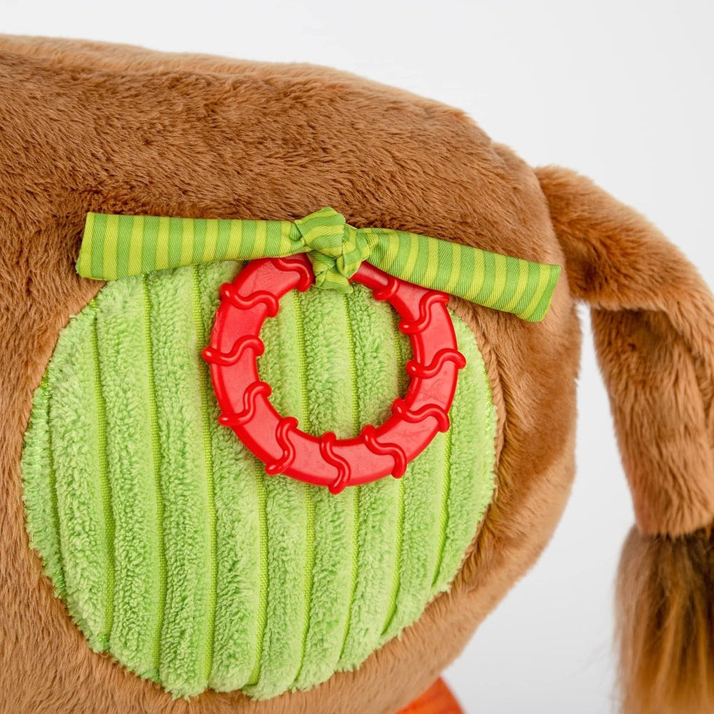 SIGIKID 42863 Jucărie pentru bebeluși girafă XXL, jucărie educativă PlayQ, jucărie de pluș cu inel de dentiție, zornăitor, oglindă, scârțâitor, pentru bebeluși și copii de la 3 luni, multicoloră/girafă 72 cm Jucarii Bebe Naty Shop