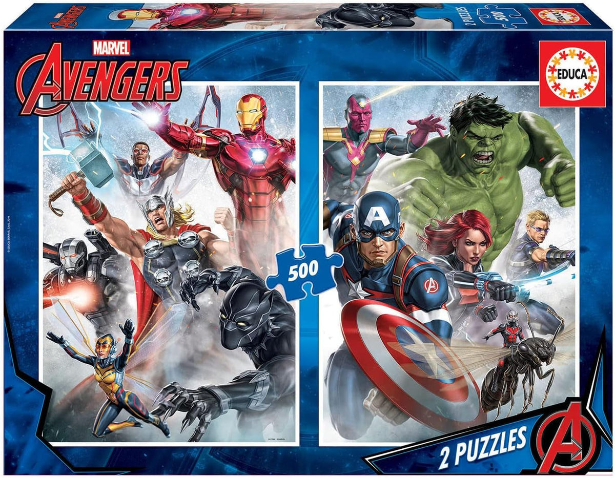 Educa - Puzzle 500 db felnőtteknek | Marvel Avengers 2 X 500 puzzle darab felnőtteknek és gyerekeknek 11 éves kortól, szuperhősök, puzzle készlet (17994) Puzzle Naty Shop 2 X 500 darab
