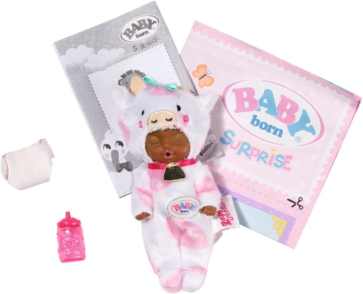 BABY Born Suprise bebeluși animale, mini păpușă cu haine de animale cu scutec, certificat de naștere și biberon, 904633 Zapf Creation Papusi Naty Shop