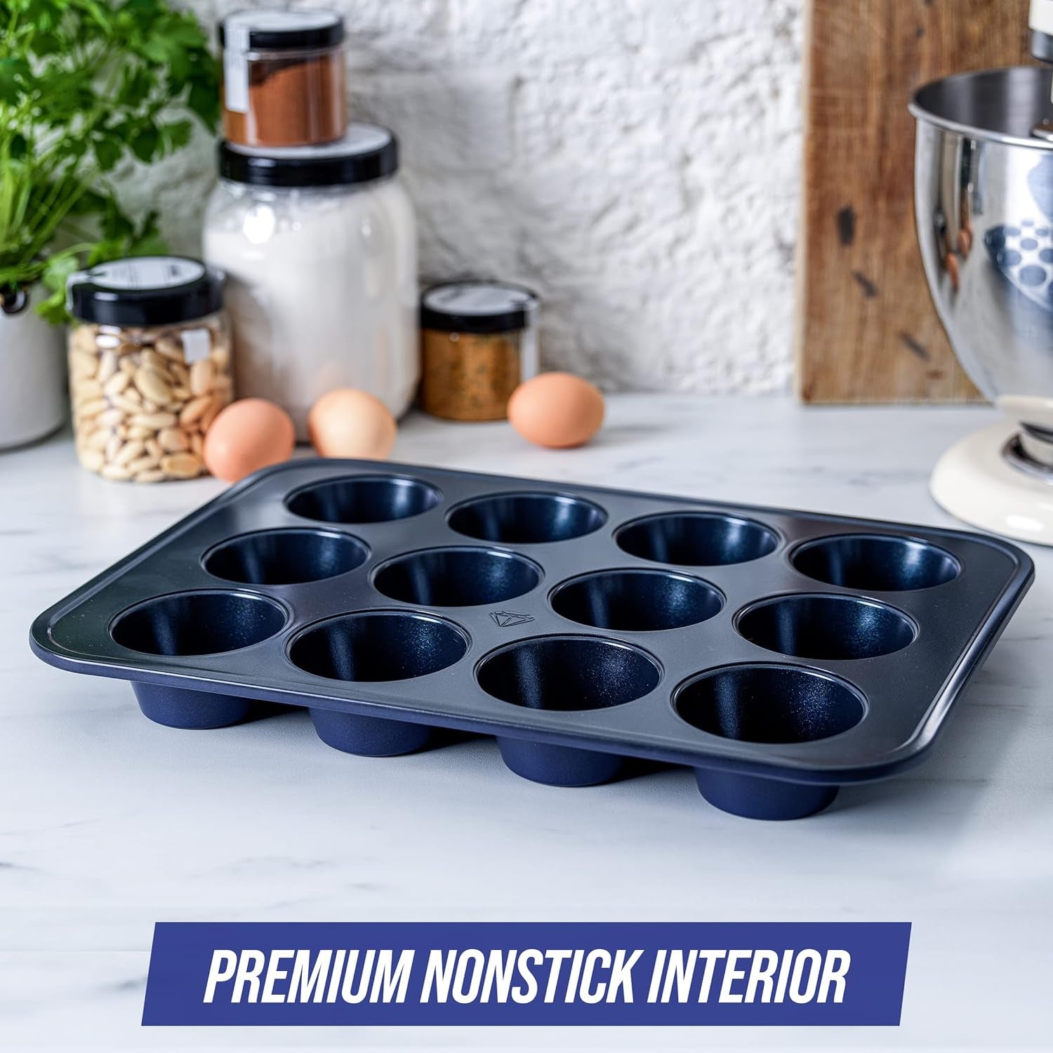 Blue Diamond Bakeware 12Er Muffinform Mit Antihaftbeschichtung, Blau Formák és tepsi Naty Shop