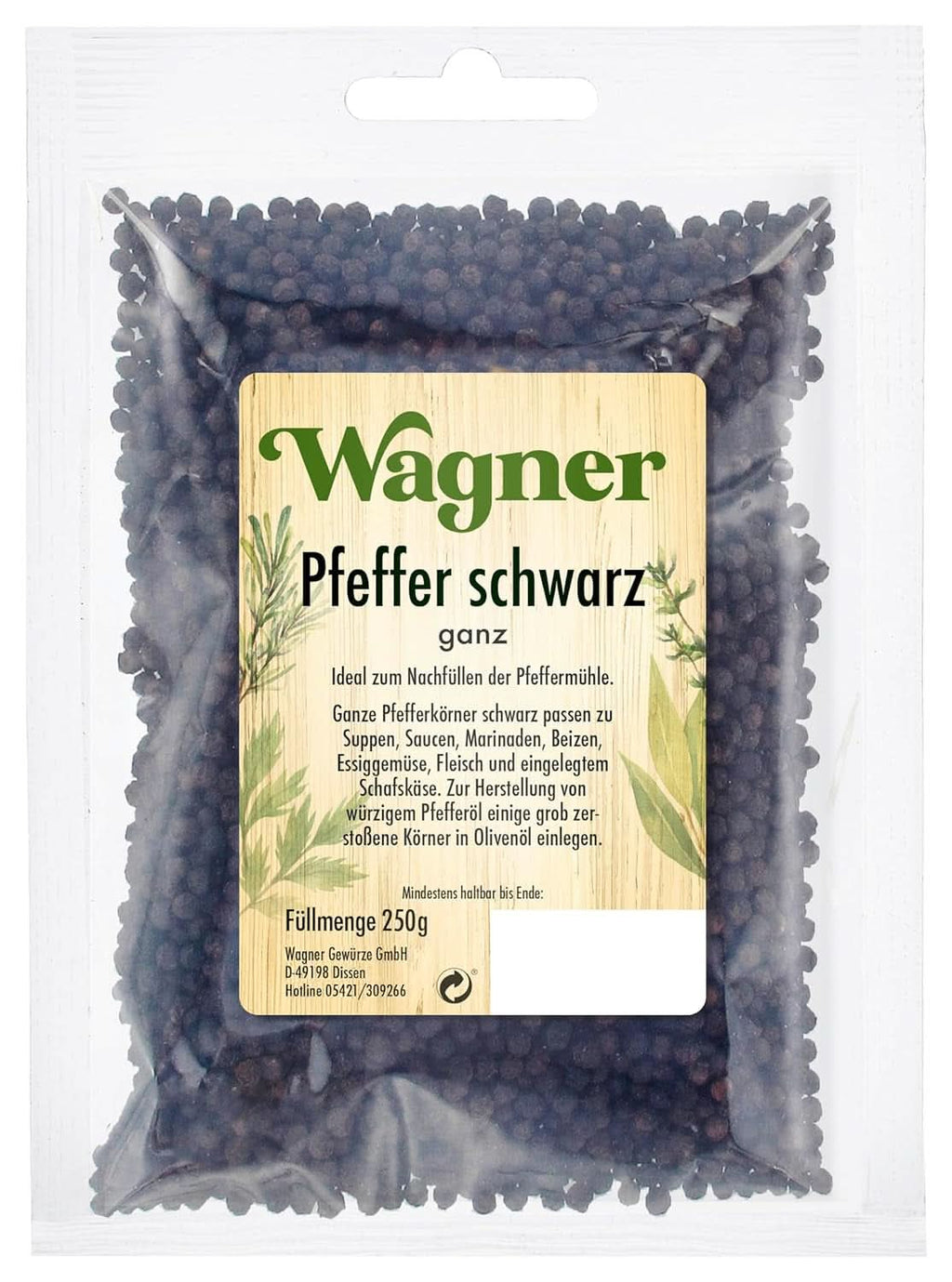 Piper negru întreg, 1 pachet (1 X 250 G) Condimente Naty Shop 250 grame
