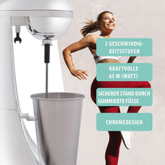 Clatronic® Barmixer U. Milchaufschäumer | Smoothie Maker | 650Ml Edelstahlbehälter | Praktischer Becherhalter | Keverő | 2 Geschwindigkeitsstufen | Kraftvoller 65 Wattos motor | Chromdesgin | BM 3472 Kitchen Naty Shop