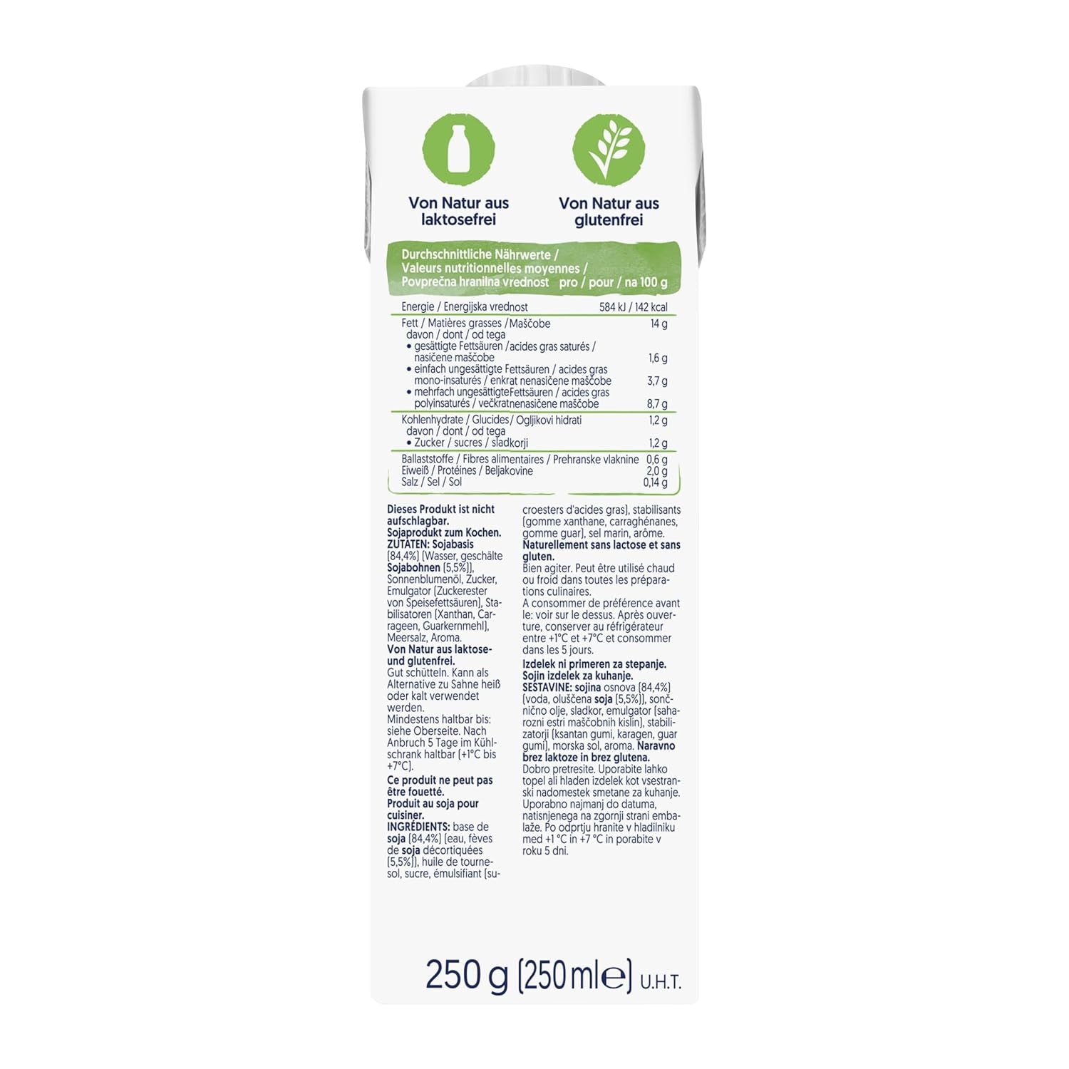 Alpro Cooking Soya – Vegán Kochcreme aus Soya semleges ízű hideg és meleg ételekhez – 15 x 250 ml