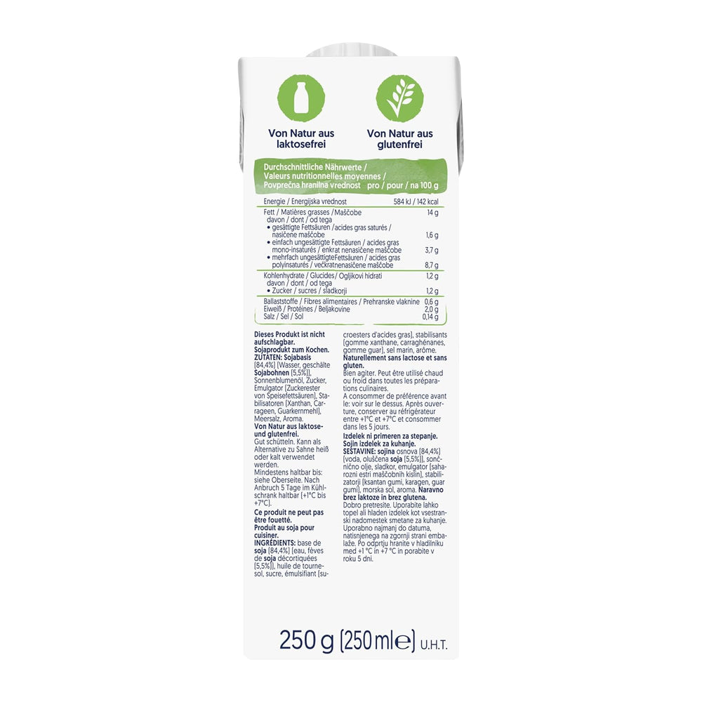 Alpro Cooking Soya – Vegán Kochcreme aus Soya semleges ízű hideg és meleg ételekhez – 15 x 250 ml