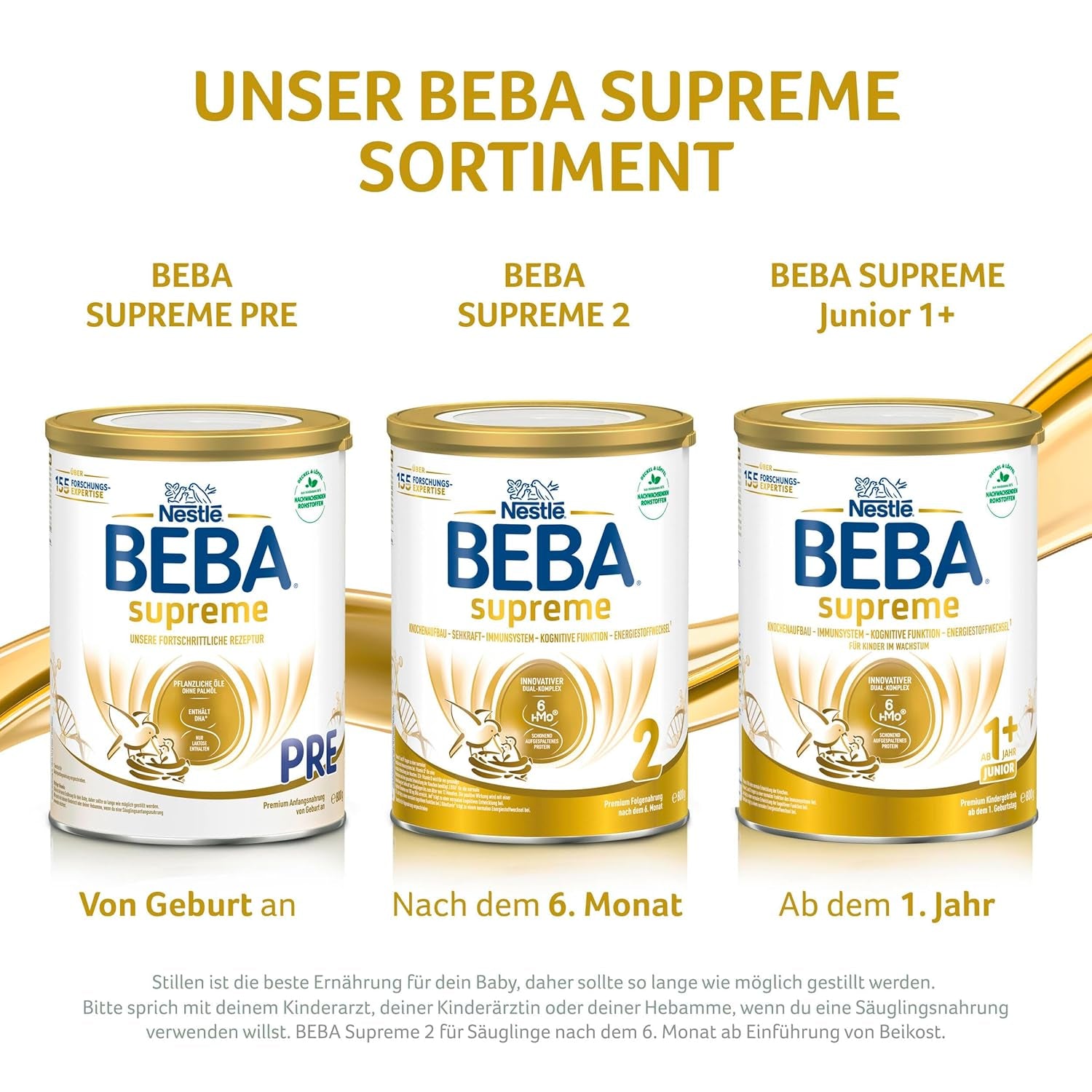 BEBA SUPREME JUNIOR 1 Plus - Ital gyerekeknek 1 éves kortól, komplex 6 HMO-val, laktózmentes, pálmaolaj mentes, halolaj mentes, kisgyermekes étel, babatejpor, 6 db-os kiszerelés (6 x 800g)