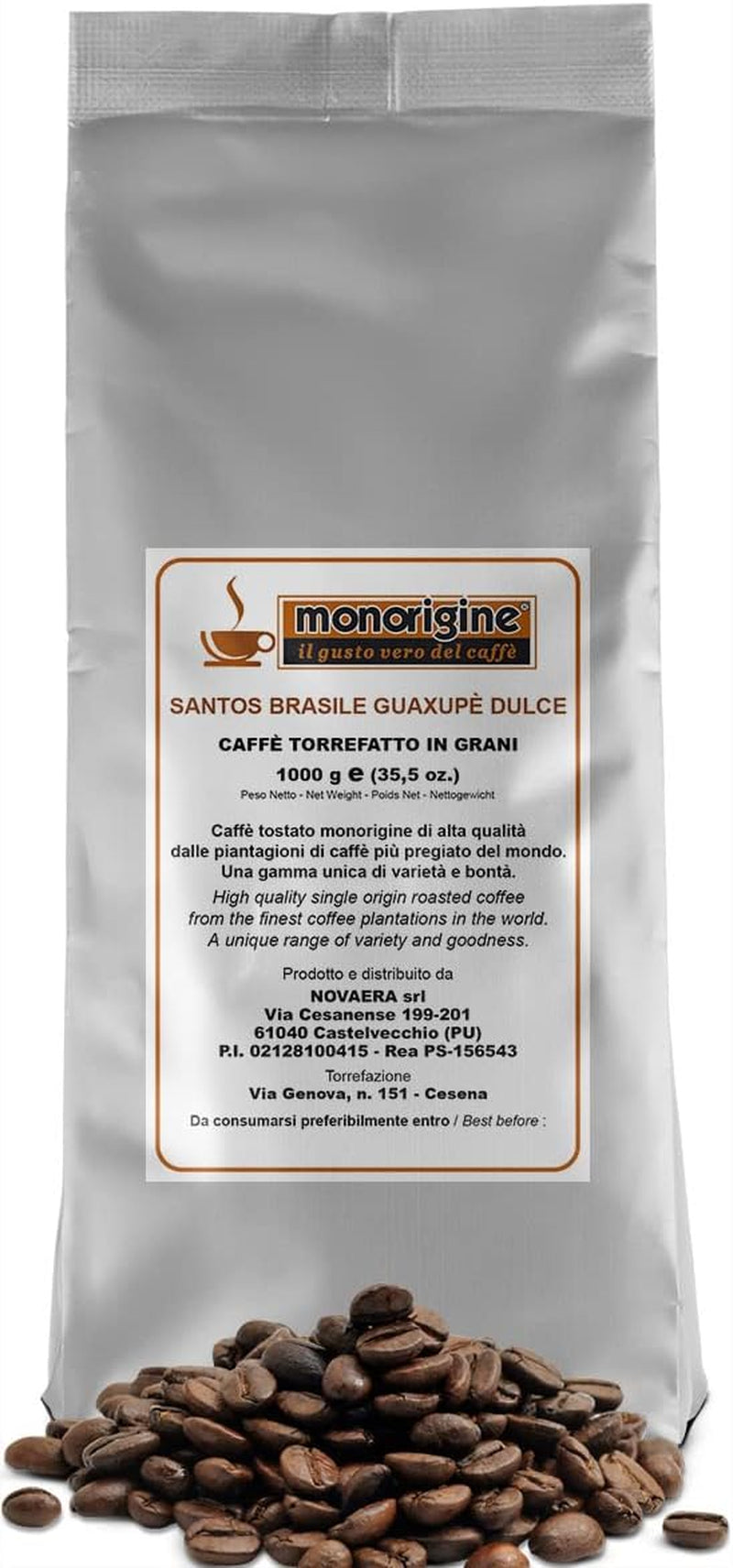 Boabe de cafea Arabica Santos Brasile Guaxupè Dulce - 1 Kg