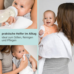 MAKIAN muszlin négyzetek, 10 db-os csomag, 80x80 cm, Oeko-TEX® Standard 100 tanúsítvánnyal rendelkező, 10 prémium böfös kendő - dupla szövött szövetnégyzetek / muszlin négyzetek, forrásálló - fehér