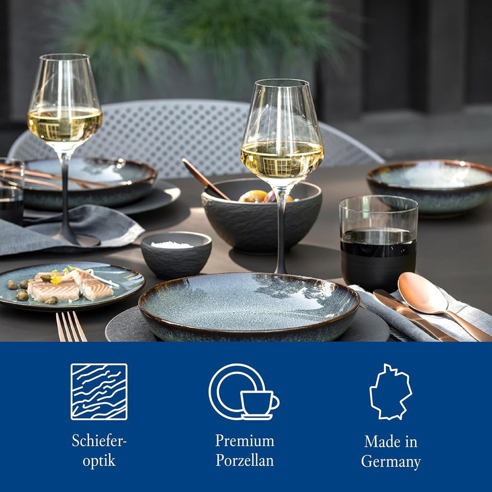 Villeroy & Boch – Manufacture Rock Starter-Set 6 Teilig Schwarz, Spülmaschinenfest, Mikrowellensicher, Geschirr Set Schwarz Matt, Tafelservice, Essgeschirr, Premium Porzellan asztali készletek Naty Shop