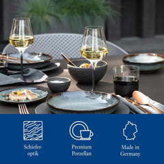 Villeroy & Boch – Manufacture Rock Starter-Set 6 Teilig Schwarz, Spülmaschinenfest, Mikrowellensicher, Geschirr Set Schwarz Matt, Tafelservice, Essgeschirr, Premium Porzellan asztali készletek Naty Shop