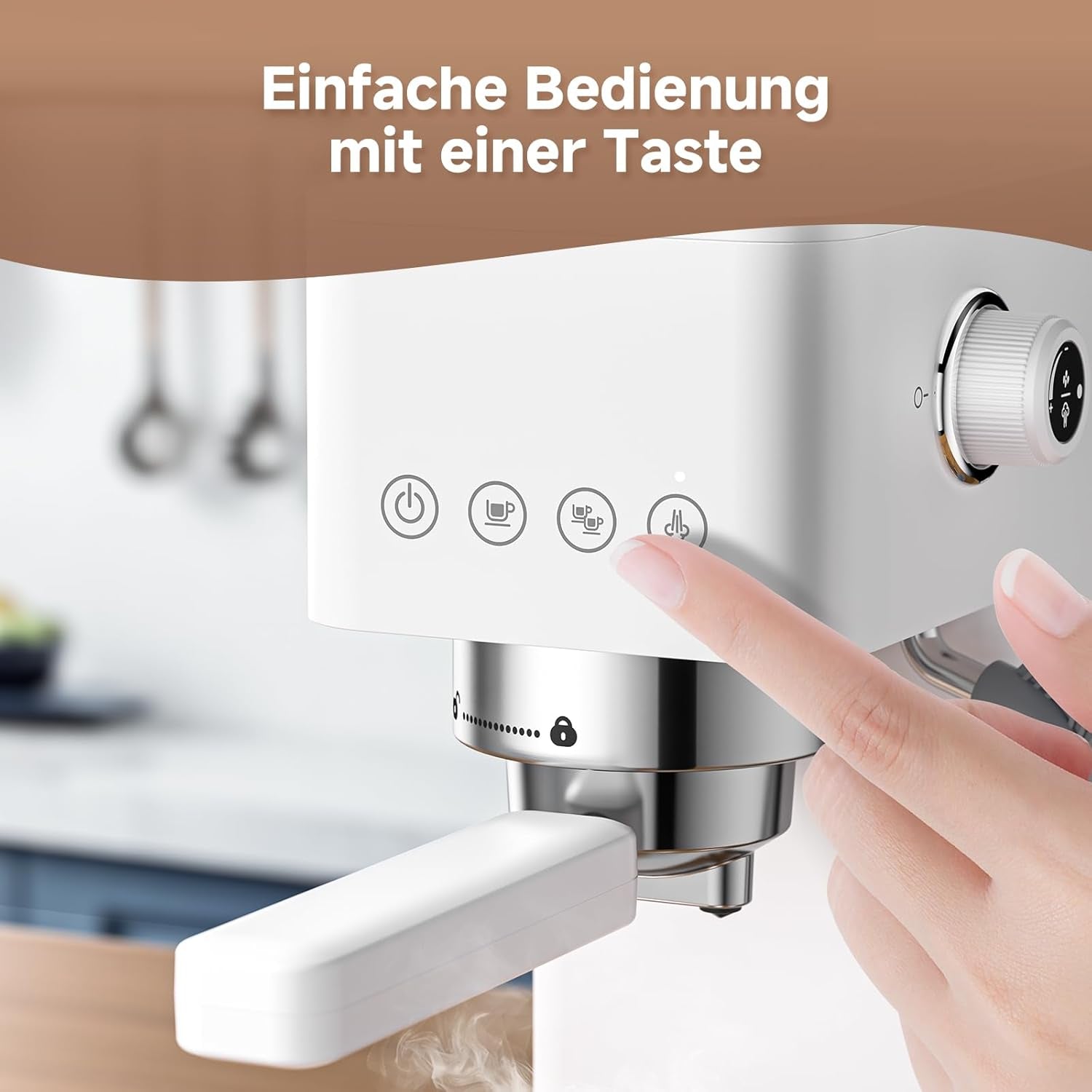 Espressor AMZCHEF cu 20 de bari, afișaj LED, spumator de lapte profesional și lance de abur din oțel inoxidabil, rezervor detașabil de 1,5 l, încălzire rapidă de 1350 W, alb