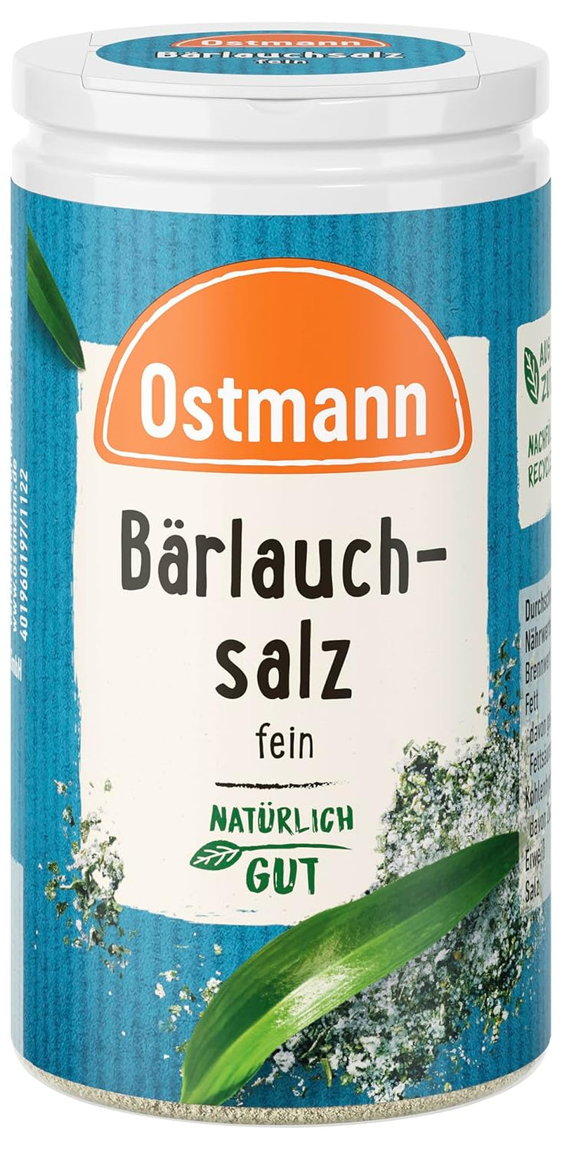 Ostmann Gewürze - Bärlauchsalz | Ideális Herzhaften Gemüse oder Fleischgerichten Recyclebare, nachfüllbare Streudose | 65 g Streuerben