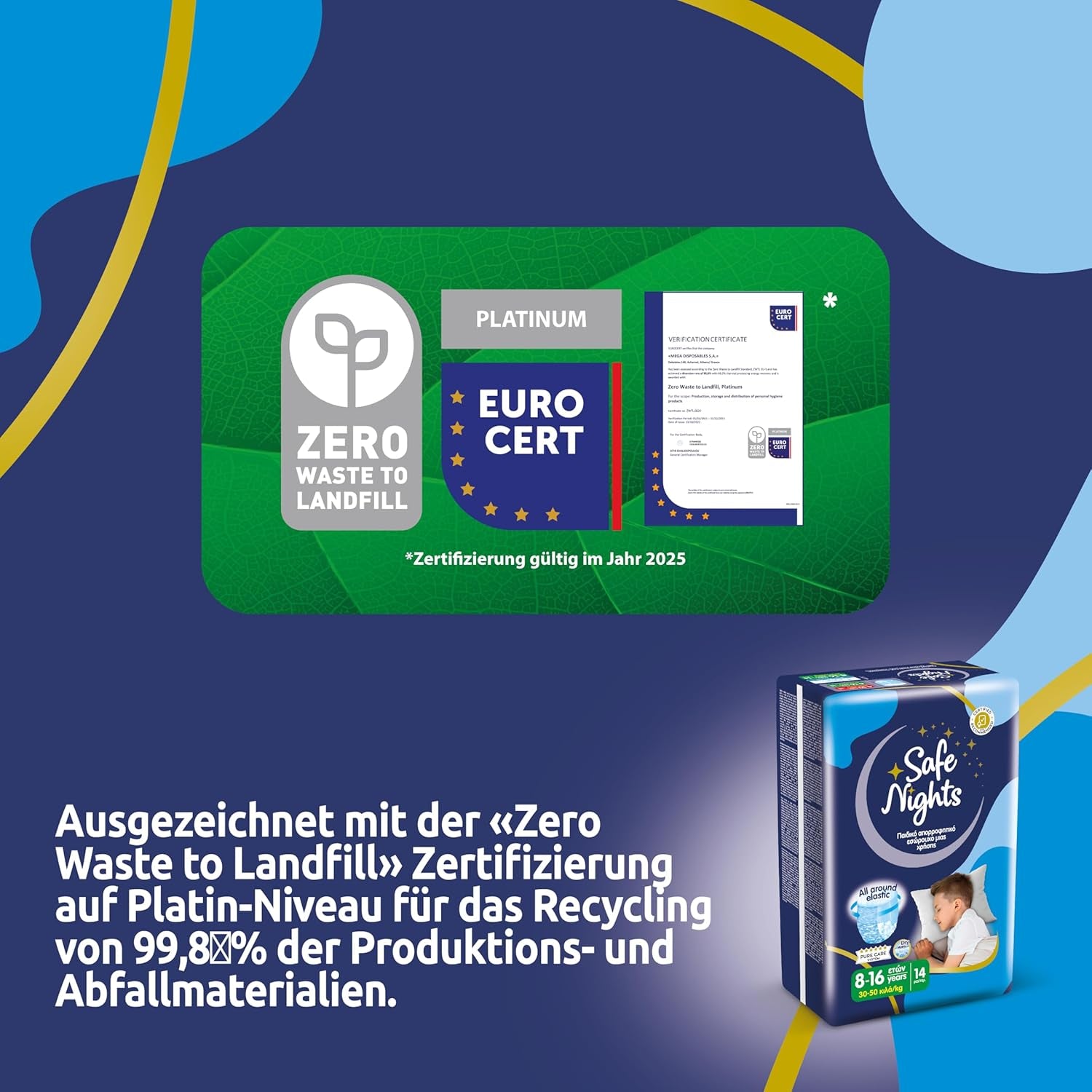 Safe Nights Boy, hálónadrág 8-16 éves korig (30-50 kg), 84 db