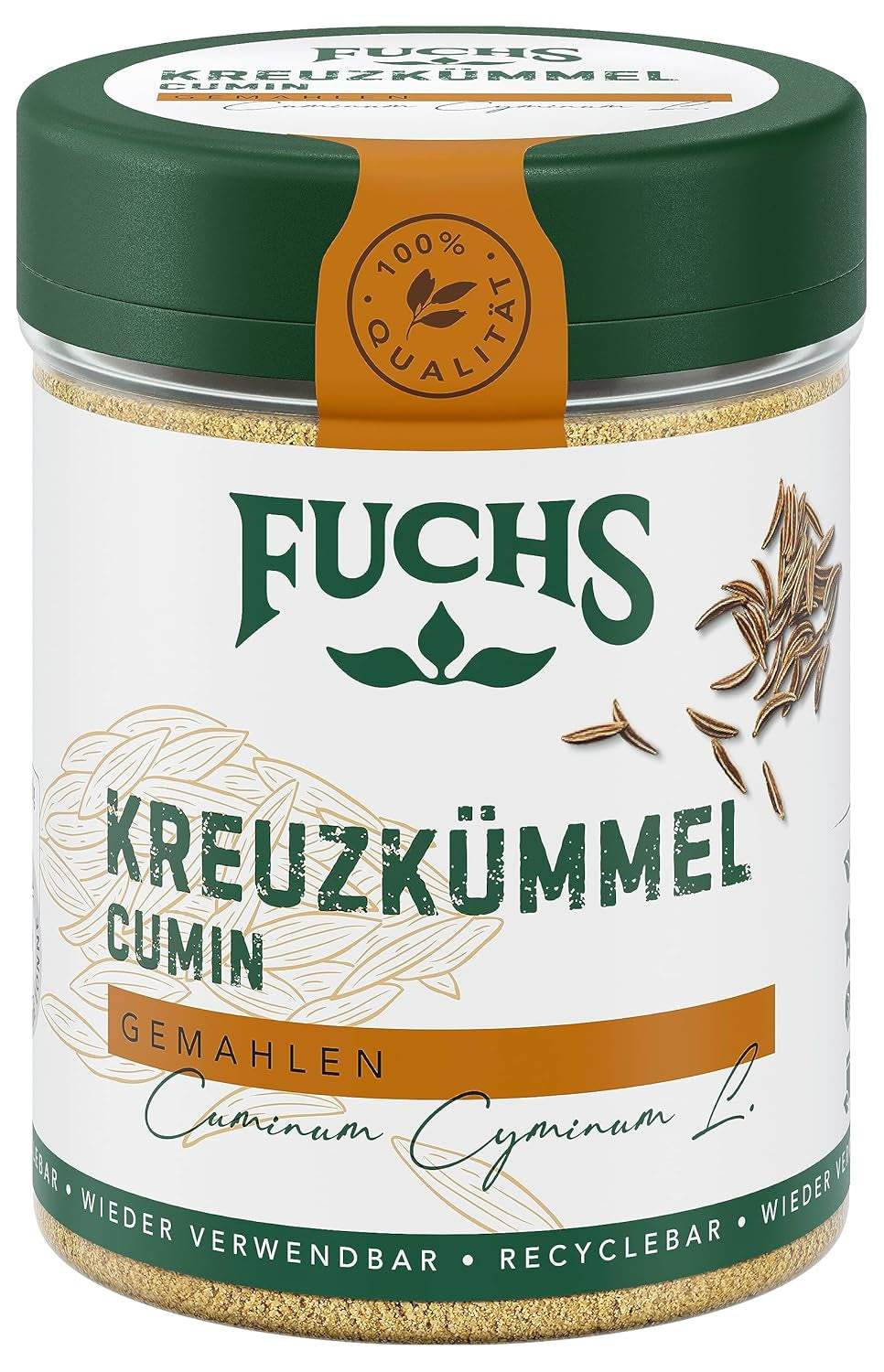 Fuchs Gewürze - Kreuzkümmel gemahlen - zum Würzen von Couscous, Hummus und Falafel - természetes összetevők - 50 g wiederverwendbarerben, recyclebarer Dózis