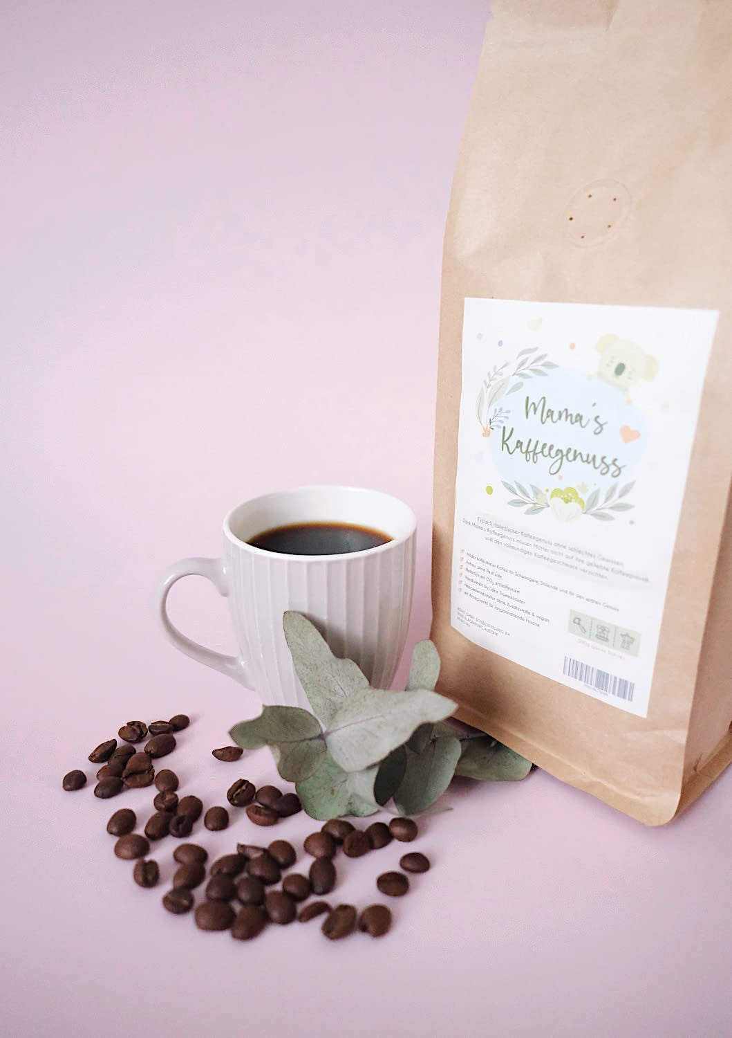 Mama's Coffee Pleasure®binky - Boabe de espresso decofeinizate Cremoso - decofeinizare naturală cu CO² - prăjite ușor în tobă în Italia - ideale în timpul și după sarcină