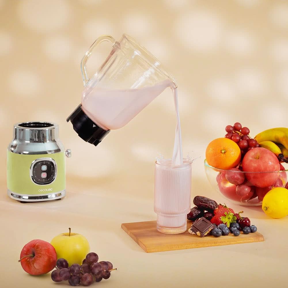 Cecotec Standmixer Retro Retrotwist zöld. 800 W Maximale Leistung, Pulse-Funktion, 4-Klingen-Messer Mit Schwarzer Titanbeschichtung Und 1L Krug, Vintage-Design a Grün Kitchen Naty Shopban