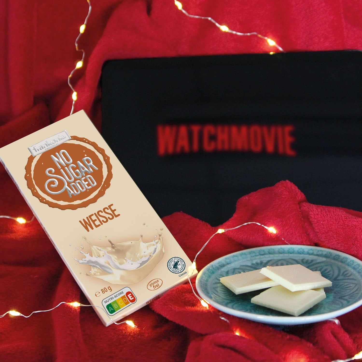 frankonia CSOKOLÁDÉ HOZZÁADOTT CUKOR NÉLKÜL Gluténmentes fehér csokoládé, 80 g