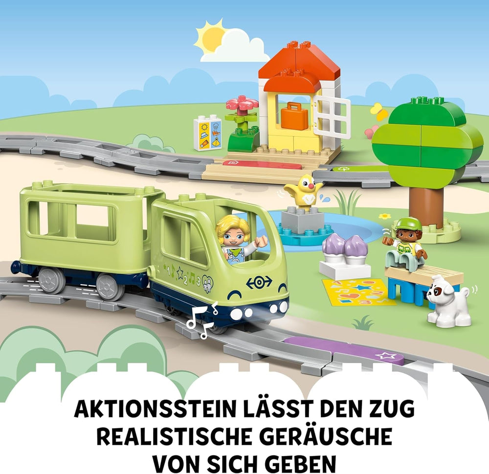 LEGO DUPLO Town interaktív kalandvonat, játékkészlet fényekkel és hangokkal a szerepjátékhoz, 2 évesek számára lehetővé teszi a pályák építését, 10427 óvodai oktatójáték építőkészletek Besuche den LEGO-Store