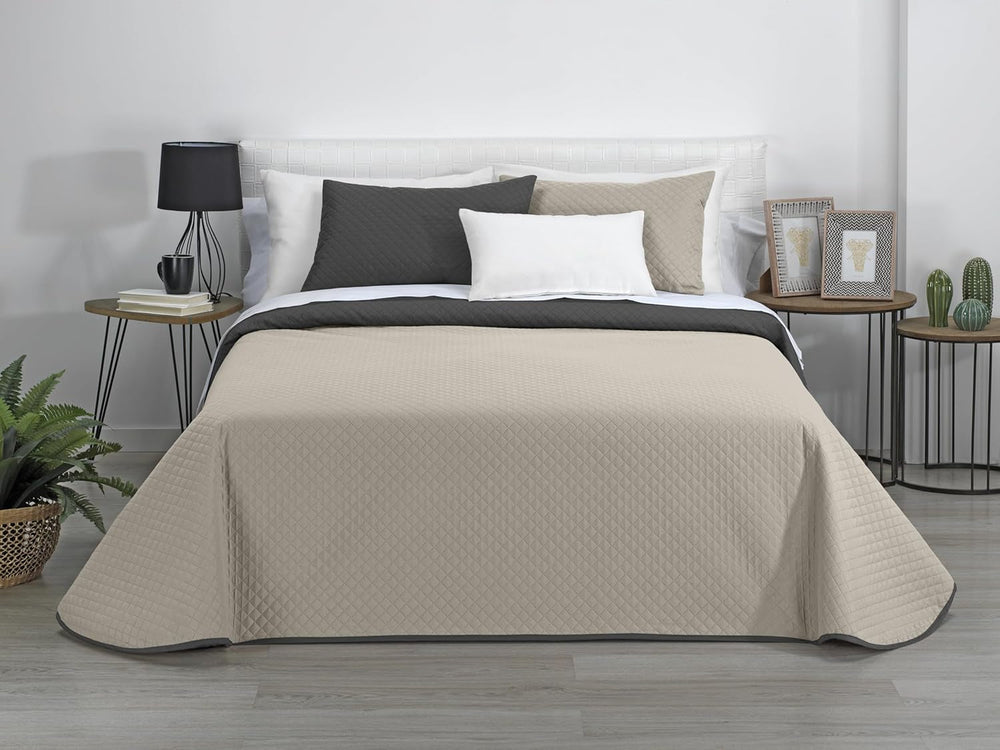 Estoralis | AVA | Megfordítható Boutique Quilt | Minden évszakhoz | Szín - Szürke/Anthracit | Ágynak 80/90 cm. ágy. (180 X 270 cm. Ancho X Alto) | Steppelt paplan Paplanok és paplanok Naty Shop