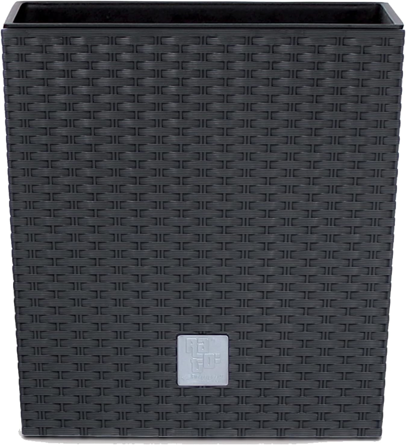 Ghiveci pătrat Prosperplast cu aspect de ratan, seria Rato, antracit, volum 64 L, negru, 39 x 39 x 40,5 cm, DRTS400L-S433