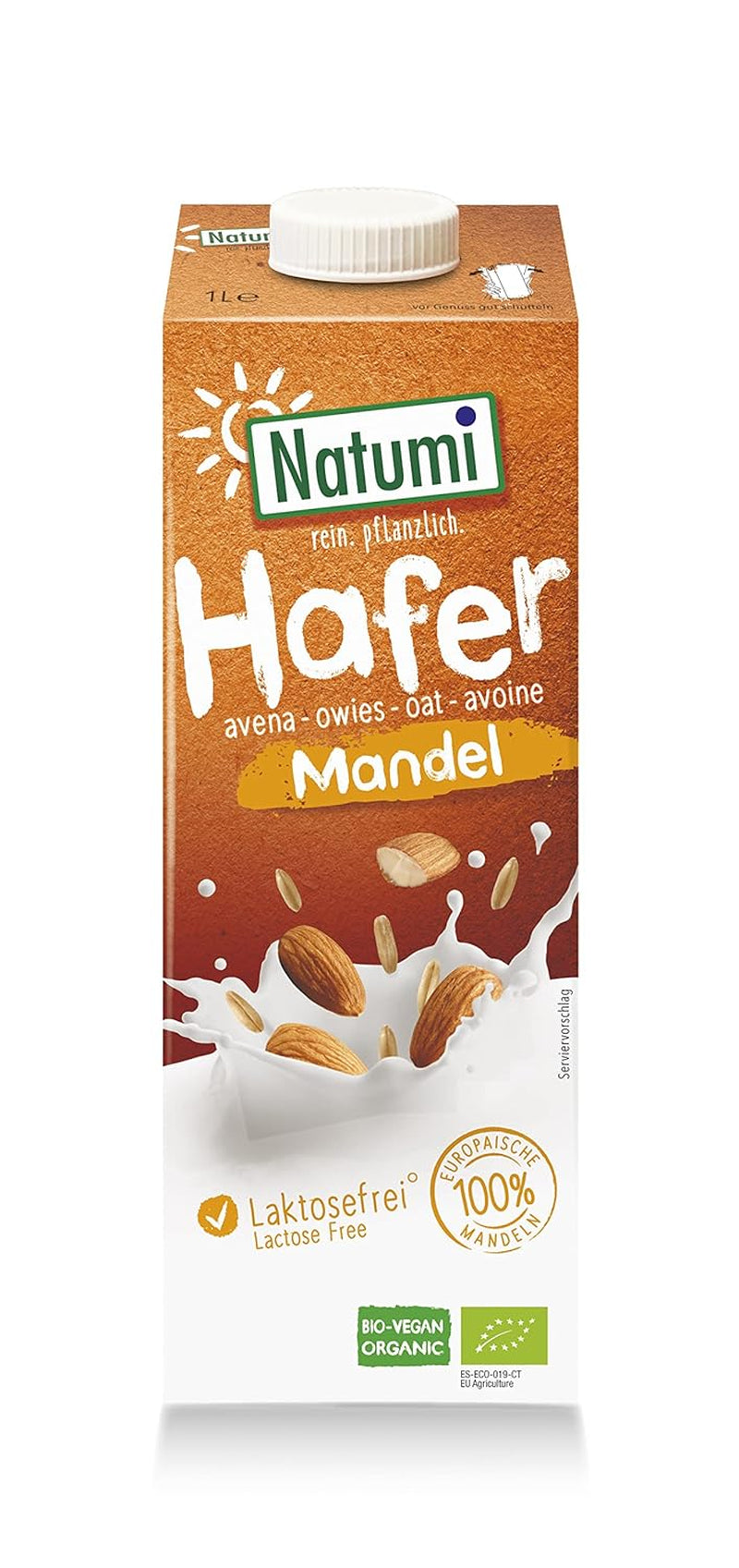 Natumi Bio Haferdrink Glutenfrei, 8 x 1L - Naturland zertifiziert, Laktosefrei, Glutenfrei, Ohne Zuckerzusatz, Bio, Vegán, Hergestellt mit deutschem Hafer, Milchfreie milchfreie Alternative