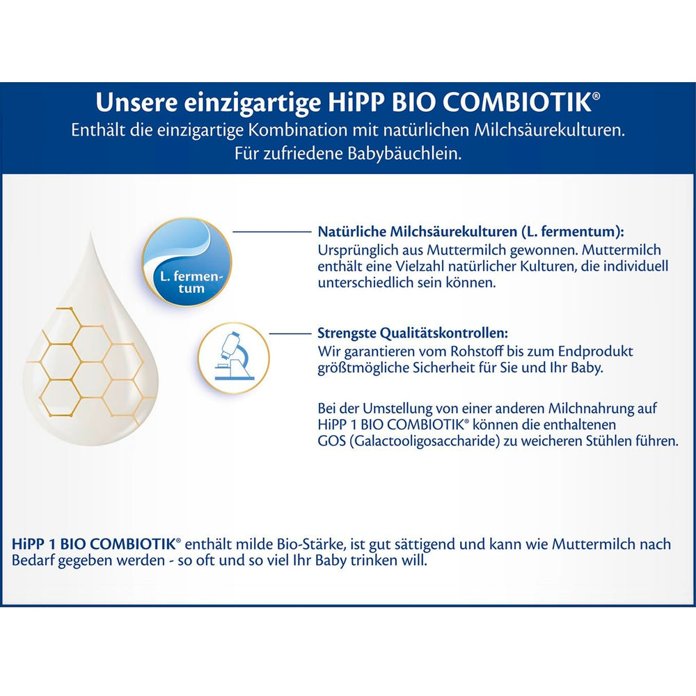 HiPP 1 Organic Combiotik (4 x 600 g), tejporos tápszer csecsemőknek születéstől fogva, természetes tejsavtenyészetekkel és könnyen kezelhető szerves keményítővel, a legjobb bio minőséggel