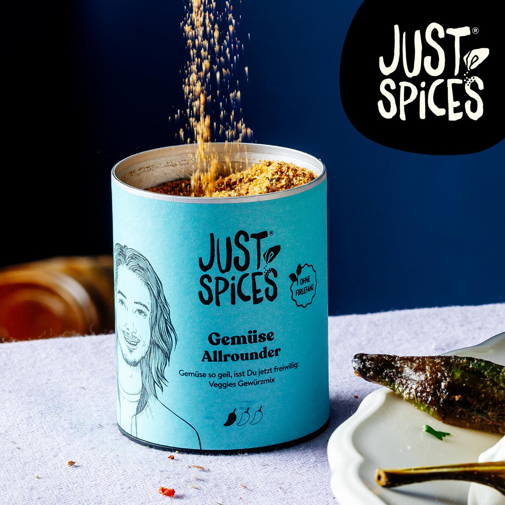 Just Spices Gemüse Allrounder I Jedes Gemüse von Padlizsán bis Cukkini lecker würzen I Gewürzdose, 75 g