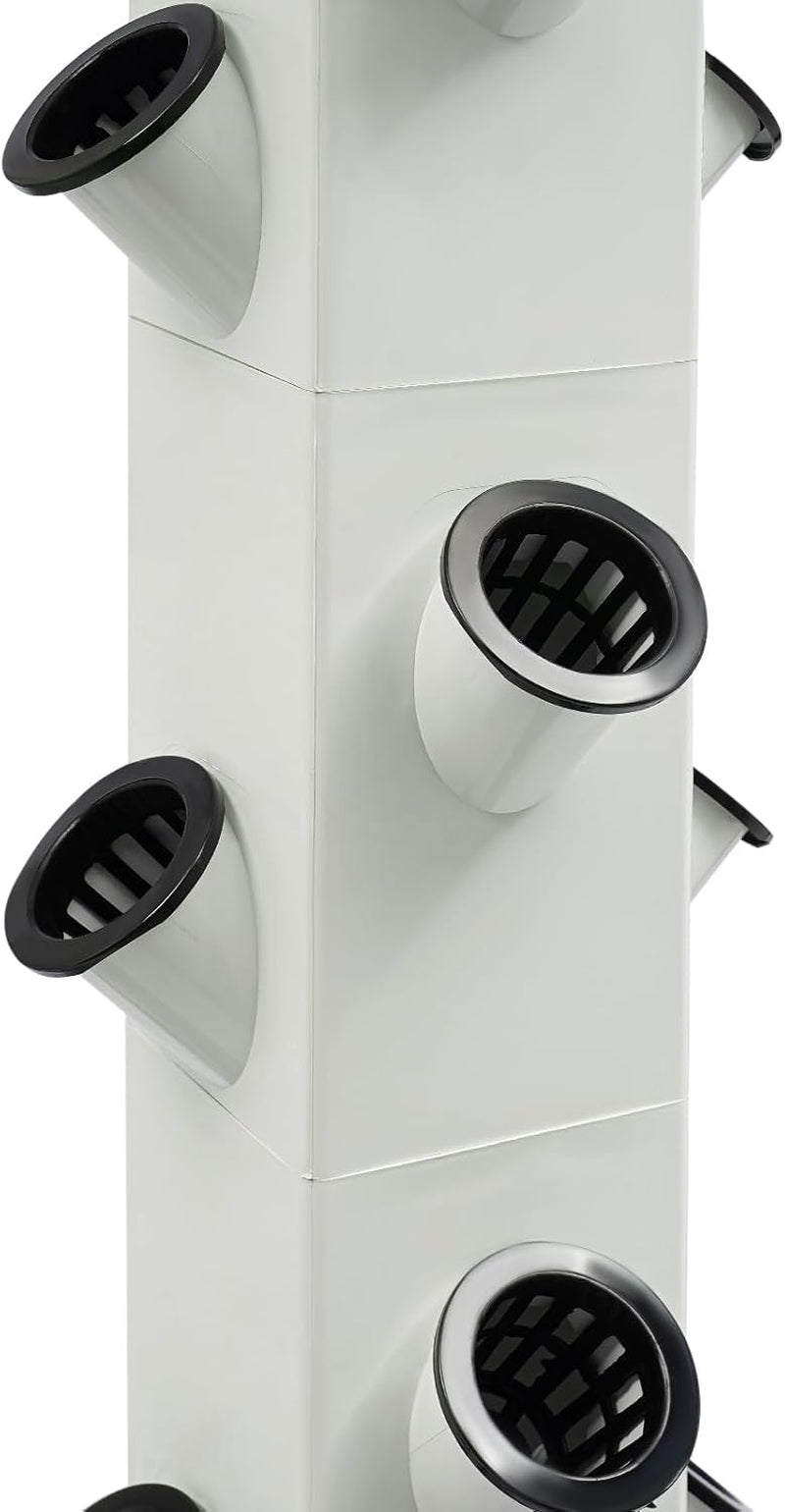 56 lyuk, 7 rétegű hidroponikus rendszer talajmentes termesztőrendszer növekedési készlet Aeroponic Tower hidroponikus termesztőrendszer hidratáló szivattyú időzítő adapterrel, termesztőággyal és hálós edénnyel