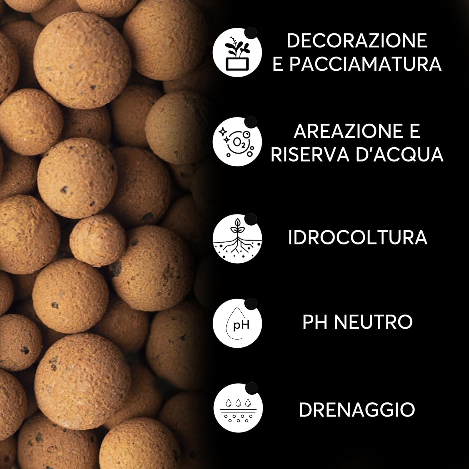 Argilă expandată pentru plante în ghiveci, bile mici de argilă pentru drenaj și aerare, argilă expandată pentru hidroponie și decorațiuni estetice fără coloranți chimici - 650 g