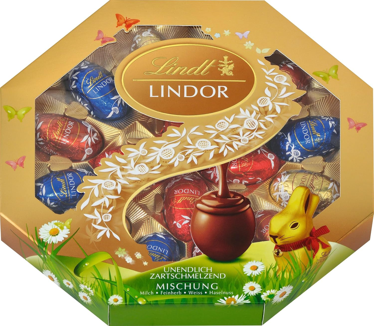 Húsvéti Mix Lindt Chocolate LINDOR | Doboz 144g | Szájban olvadó LINDOR tojás három változatban: Tejcsokoládé, Étcsokoládé, Mogyorós | Húsvéti csokoládé | Ajándék csokoládé | 1 csomag