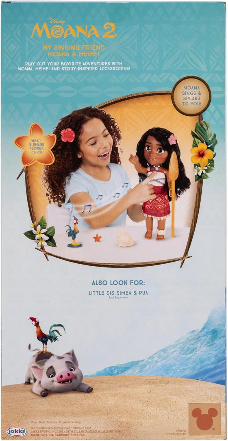 Disney - Moana 2 - Singende Puppe Moana, mozgatható - Größe 35 cm - Polinéz ruházat - Frisierbares Haar - Spielzeug für Mädchen ab 3 Jahren