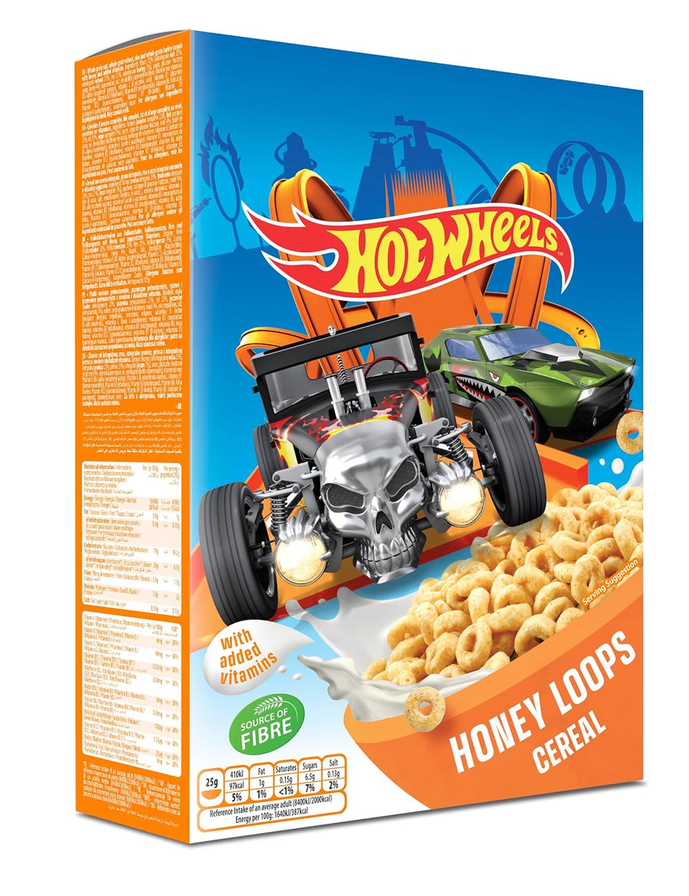 Hot Wheels Honey Loops Ropogós teljes kiőrlésű reggeli gabonapehely hozzáadott vitaminokkal, 1 csomag (1 x 375 g)