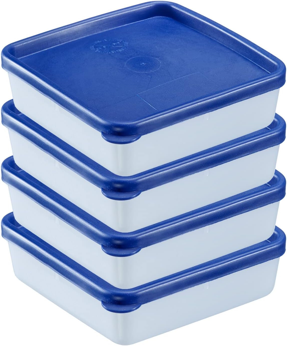 Westmark 4 recipiente pentru depozitarea alimentelor/congelare, inclusiv capac, capacitate: 0,25 l fiecare, stivuibile, plastic, Trio, culoare: transparent/albastru, 25042270 Cutii depozitare alimente Naty Shop Set de cutii Gerfier