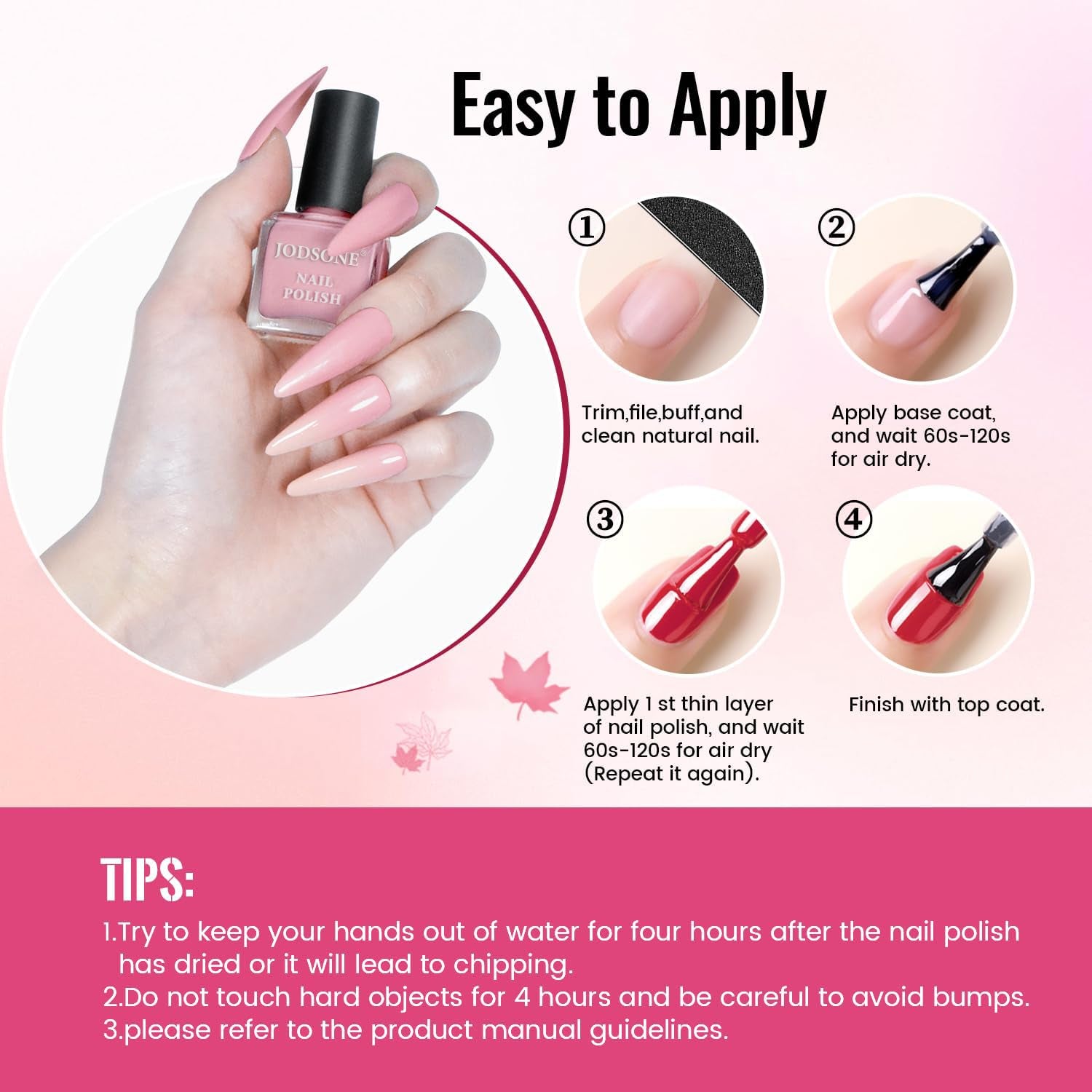 JODSONE 12 részes körömlakk készlet 10 színben, 2 alapréteg és fedőréteg kombinációja, gyorsan száradó körömlakk amatőröknek és kezdőknek