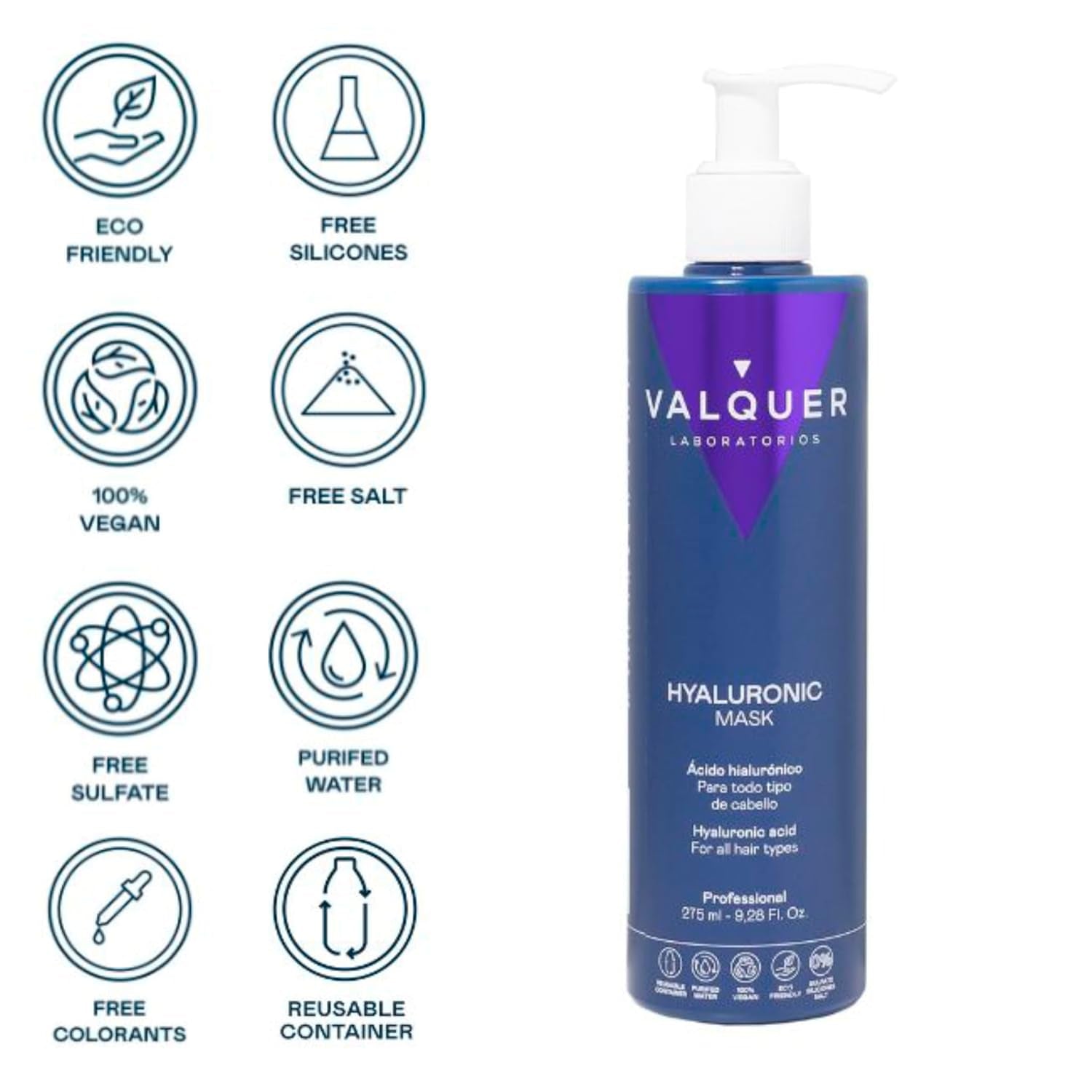 Valquer Hyaluronic Hair Treatment - Mască de păr hidratantă cu parfum de lavandă - Fără sulfat și silicon - 975 ml Masca de par Naty Shop